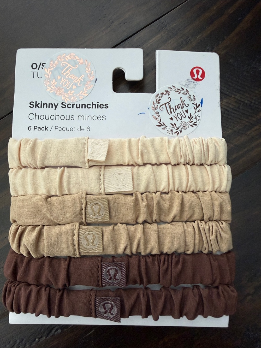 lululemon athletica Skinny Scrunchies 6-Pack in Cream, Tan, Brown